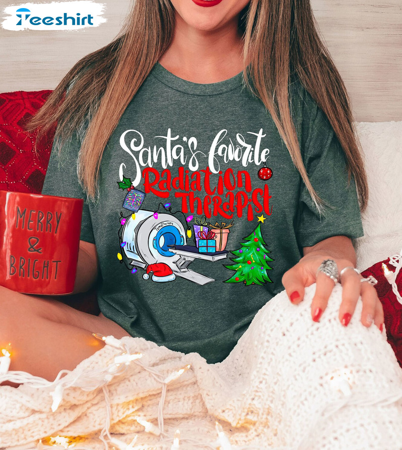 Santa’s Radiation Therapist Shirt, Christmas Long Sleeve Unisex Hoodie