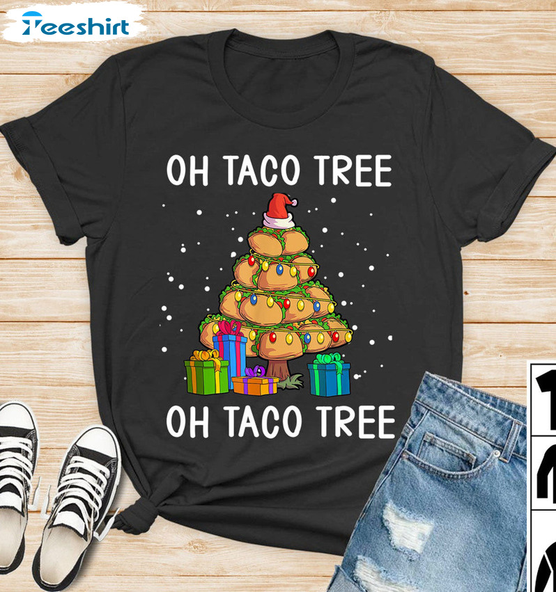 Oh Taco Tree Funny Shirt, Christmas Party Short Sleeve Unisex T-shirt