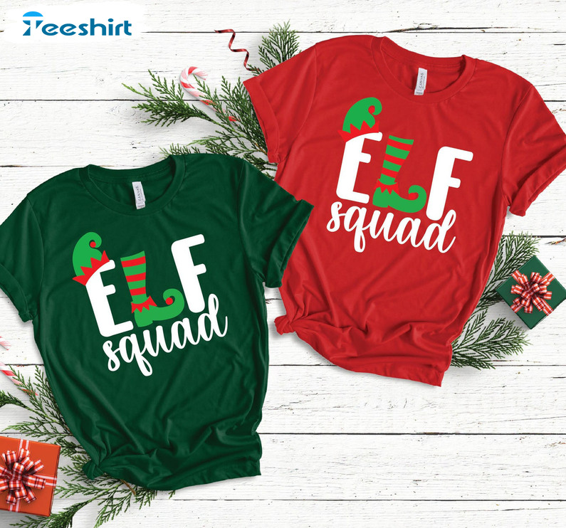 Elf Squad Vintage Xmas Shirt, Christmas Matching Unisex T-shirt Crewneck