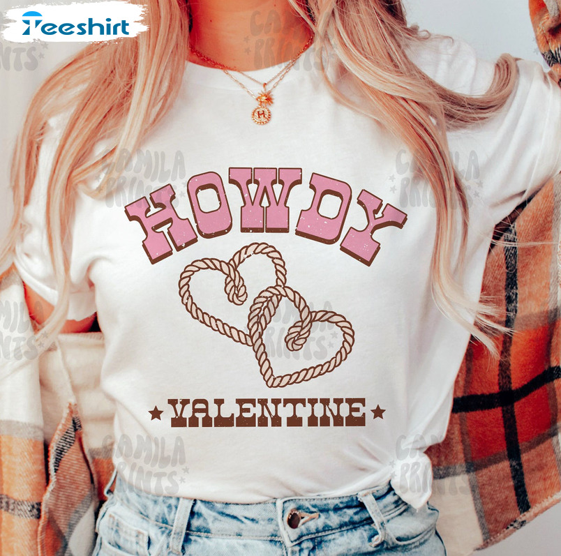Howdy Valentine Trendy Shirt, Vintage Long Sleeve Unisex Hoodie