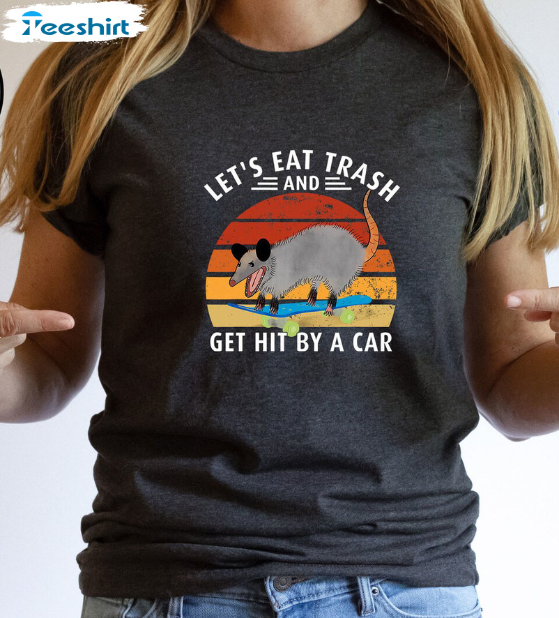 Let's Eat Trash Get Hit By A Car Shirt, Opossum Christmas Long Sleeve Unisex Hoodie