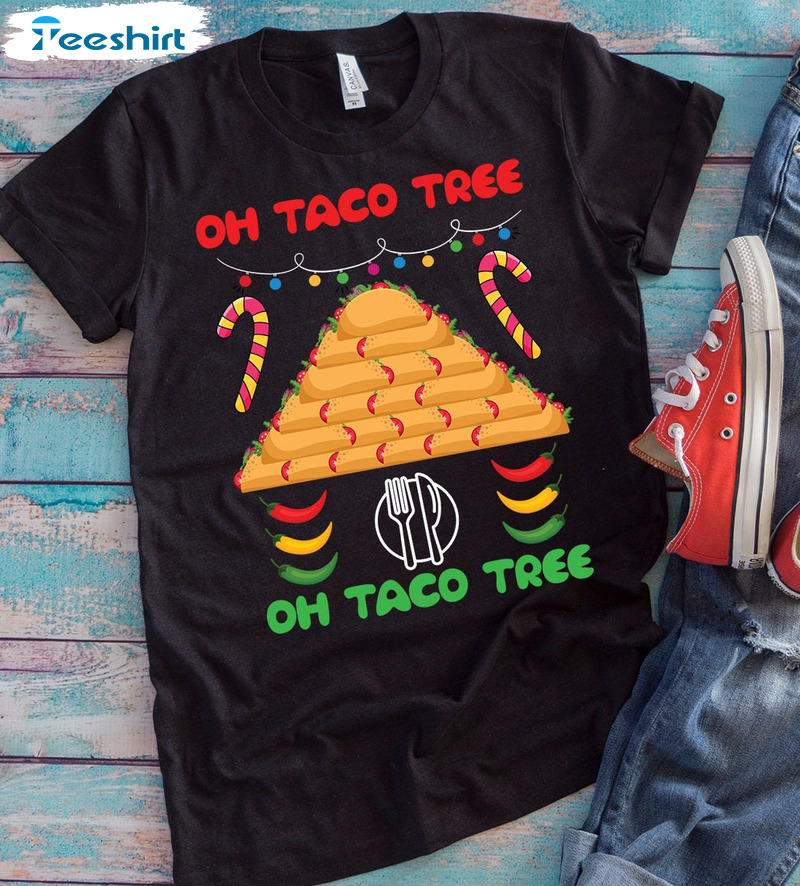 Oh Taco Tree Shirt, Funny Xmas Mexican Food Unisex T-shirt Tee Tops