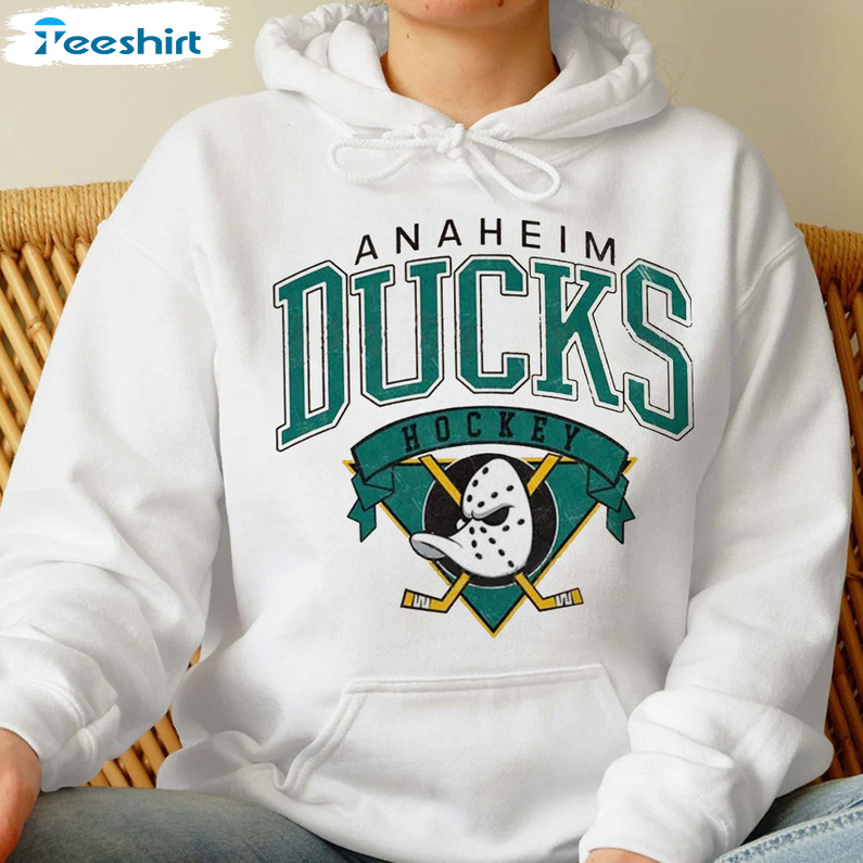 CustomCat Anaheim Mighty Ducks Retro NHL Crewneck Sweatshirt White / 2XL