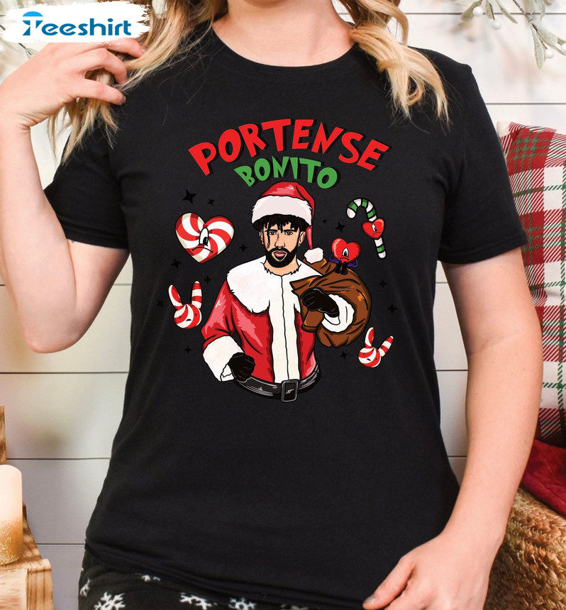 Portense Bonito Shirt, Bad Bunny Christmas Long Sleeve Unisex T-shirt