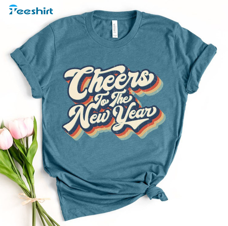 Cheers To The New Year Retro Shirt, Hello 2022 Unisex Hoodie Long Sleeve