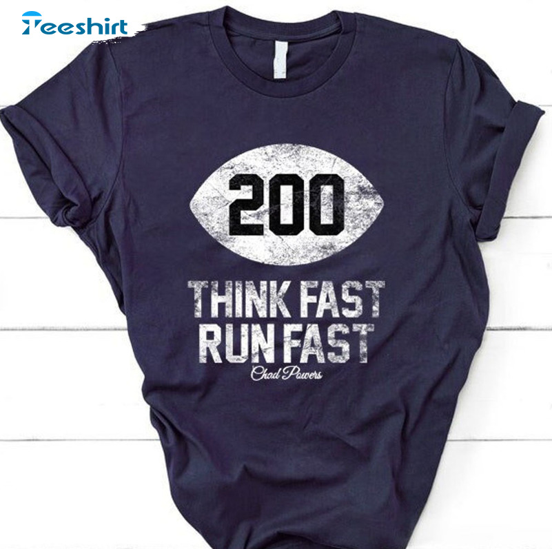 Think Fast Run Fast Vintage Shirt, Chad Powers Trending Long Sleeve Unisex Hoodie