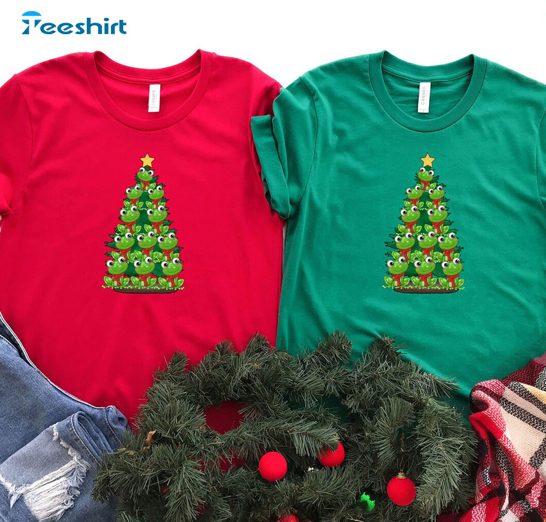 Christmas Frog Tree Shirt, Christmas Spirit Sweater Crewneck