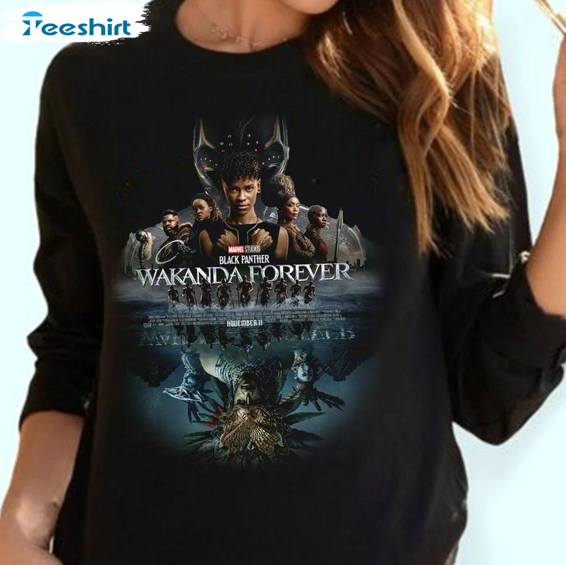 Black Panther 2 Wakanda Forever Shirt, Trending Movie Crewneck Unisex T-shirt