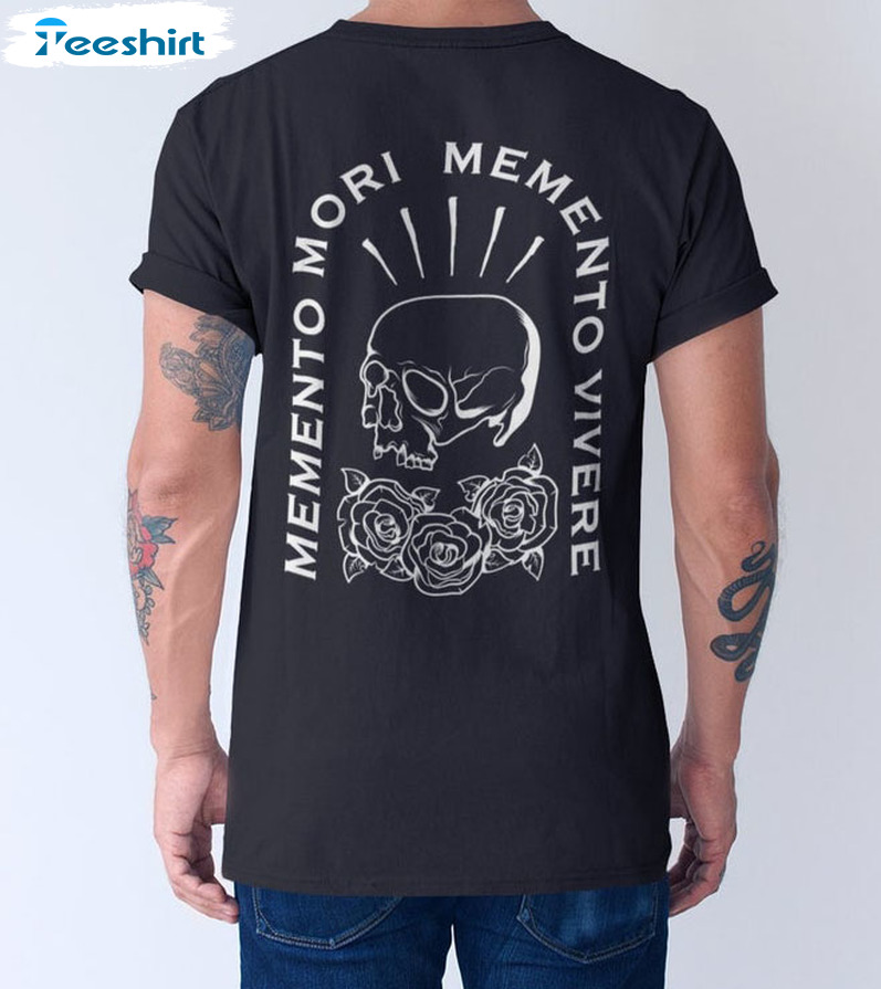 Memento Vivere Skull Shirt, Marcus Aurelius Stoic Tee Tops Unisex Hoodie