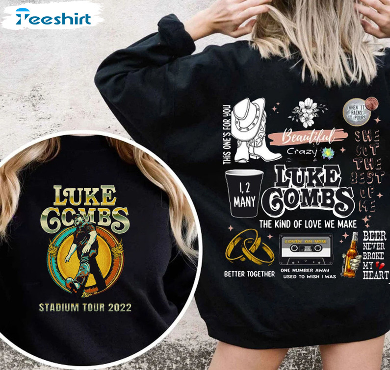 Luke Combs Stadium Tour 2022 Shirt, Combs Bullhead Cowgirl Unisex Hoodie Long Sleeve