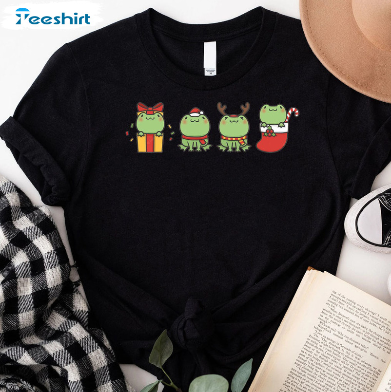 Christmas Frog Sweatshirt, Funny Frog Long Sleeve Sweater