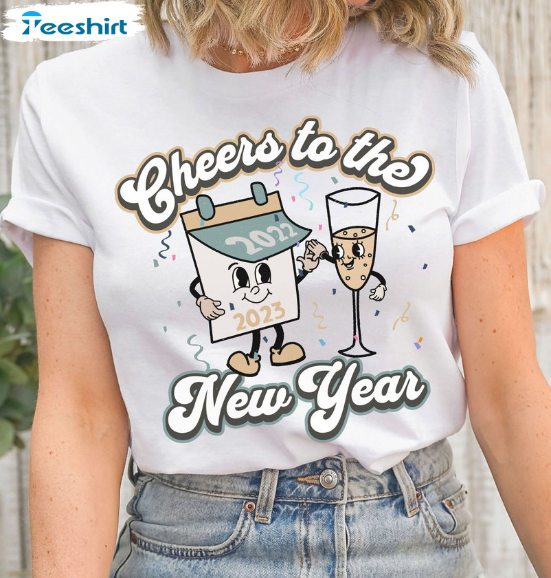 Cheers To The New Year Shirt, Retro Long Sleeve Unisex Hoodie