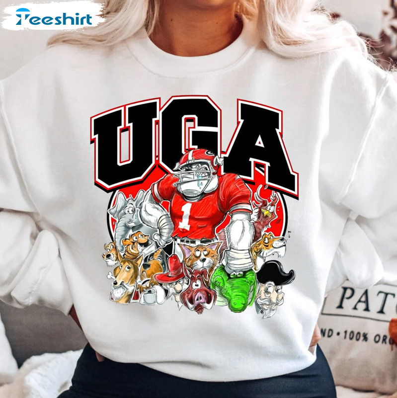 Georgia Bulldogs Shirt, UGA University Of Georgia Short Sleeve Sweatshirt