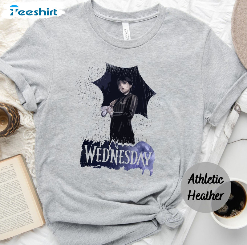 Wednesday Under Rain Shirt, Addams Family Unisex Hoodie Long Sleeve