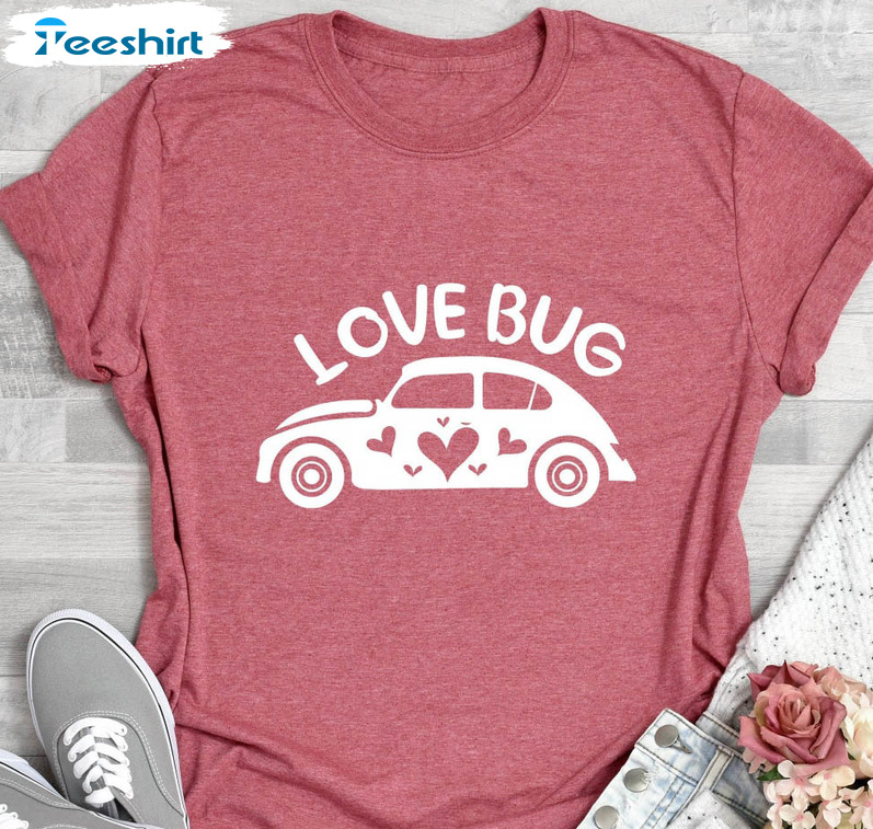 Love Bug Sweatshirt, Vintage Valentines Day Car Unisex Hoodie Sweater