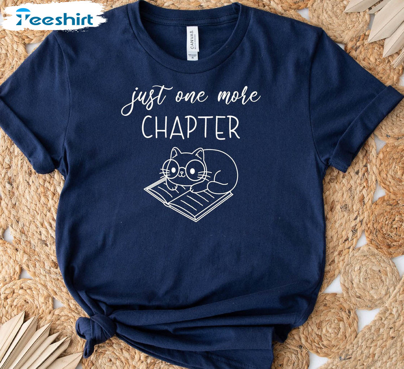 Just One A Chapter Shirt, Cute Book Cat Unisex Hoodie Short Sleeve