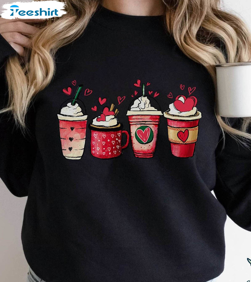 Valentine Coffee Trendy Shirt, Coffee Latte Lover Sweater Short Sleeve