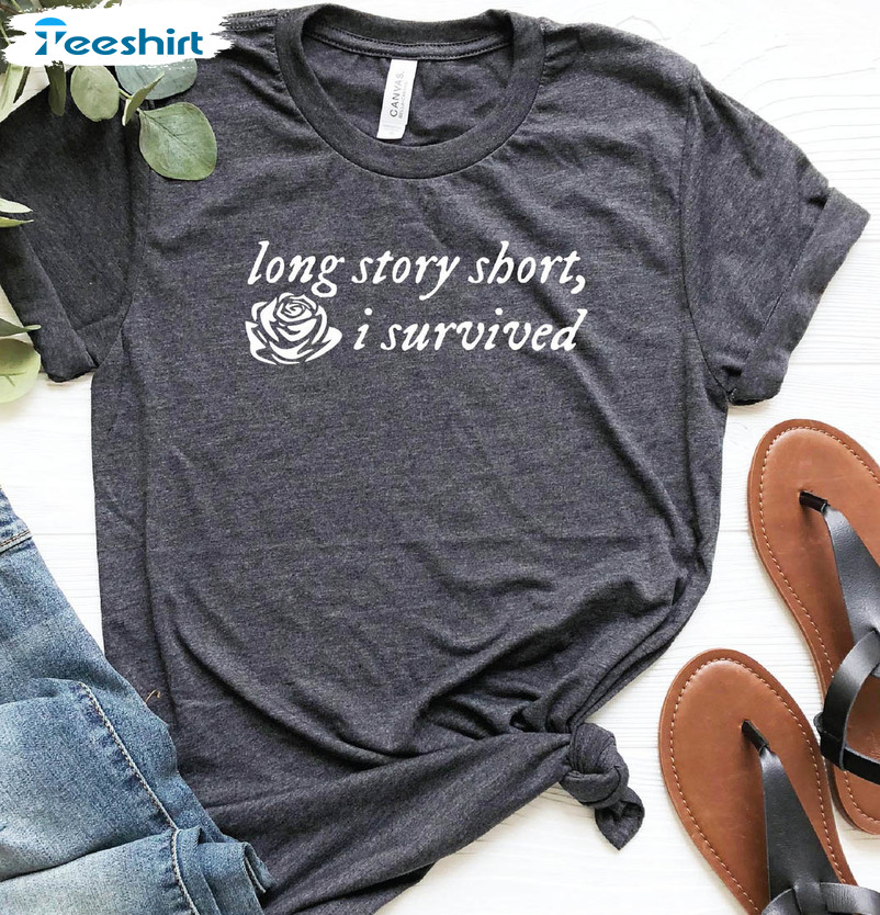 Long Story Short I Survived Vintage Shirt, Evermore Album Unisex Hoodie Long Sleeve