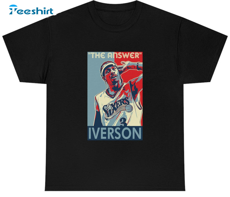 Retro Allen Iverson Shirt, The Answer Basketball Crewneck Short Sleeve