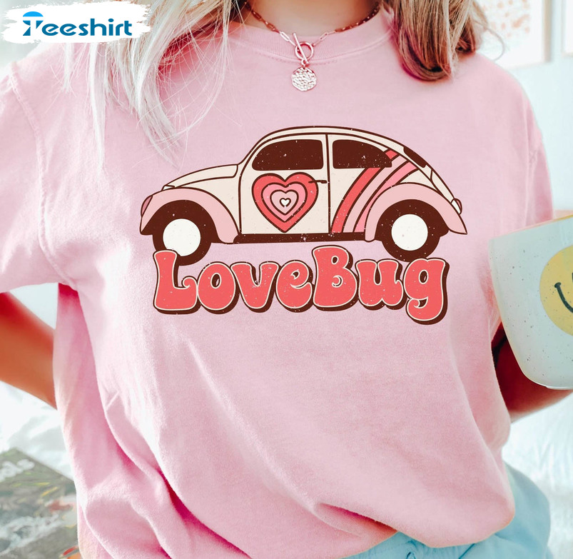 Love Bug Retro Shirt, Groovy Valentine Day Crewneck Unisex T-shirt