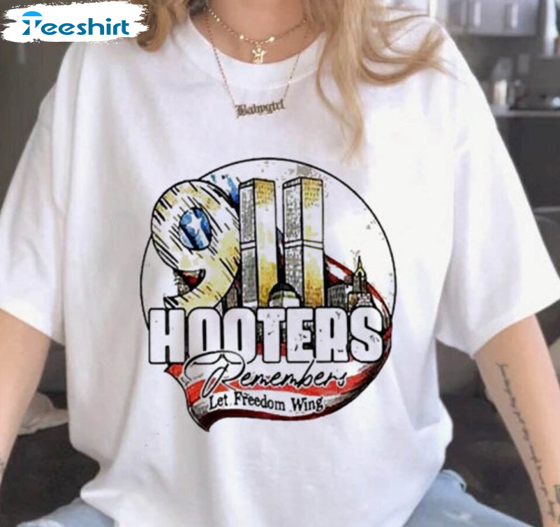 Hooters Remembers 911 Shirt, Collectible 911 Crewneck Short Sleeve