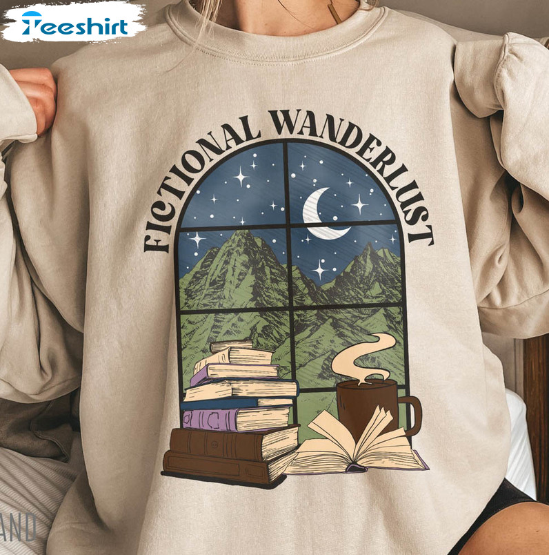 Fictional Wanderlust Vintage Sweatshirt, Author Bookish Short Sleeve Crewneck