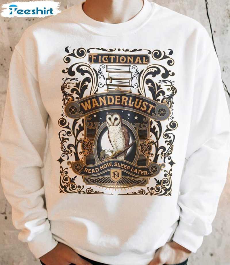 Fictional Wanderlust Trendy Sweatshirt, Literary Pullover Bookish Crewneck Short Sleeve