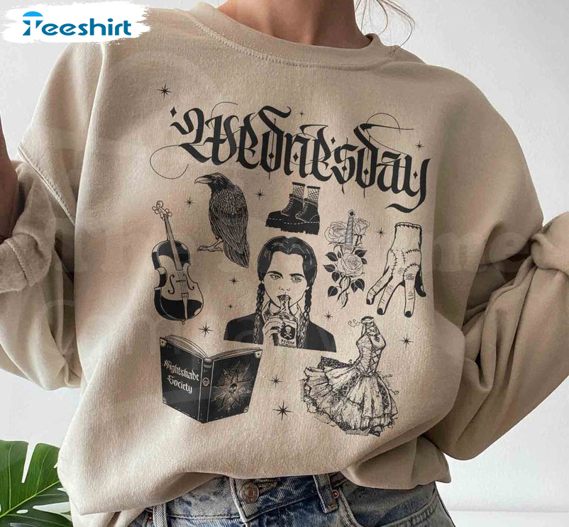 Wednesday Addams Shirt, Jenna Ortega Trendy Sweatshirt Crewneck