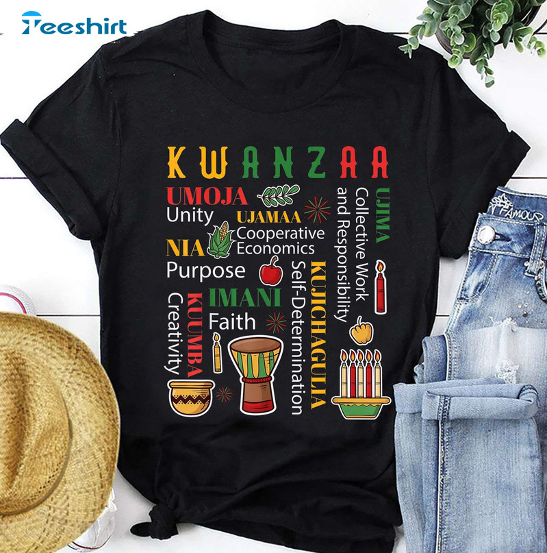 Happy Kwanzaa Shirt, African American Culture Crewneck Tee Tops