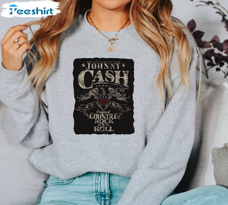 Johnny Cash The Man In Black Shirt, Rock And Roll Long Sleeve Sweatshirt