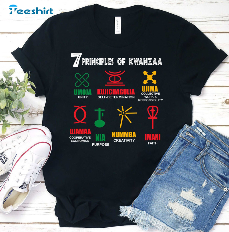 7 Principles Of Kwanzaa Shirt, Happy Kwanzaa Crewneck Tee Tops