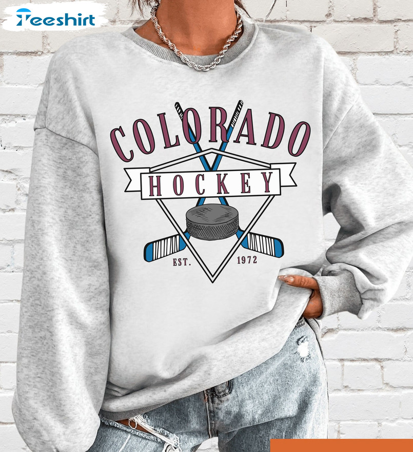 Retro 90s Colorado Avalanche Ice Hockey Printed Sweatshirt - Trends Bedding