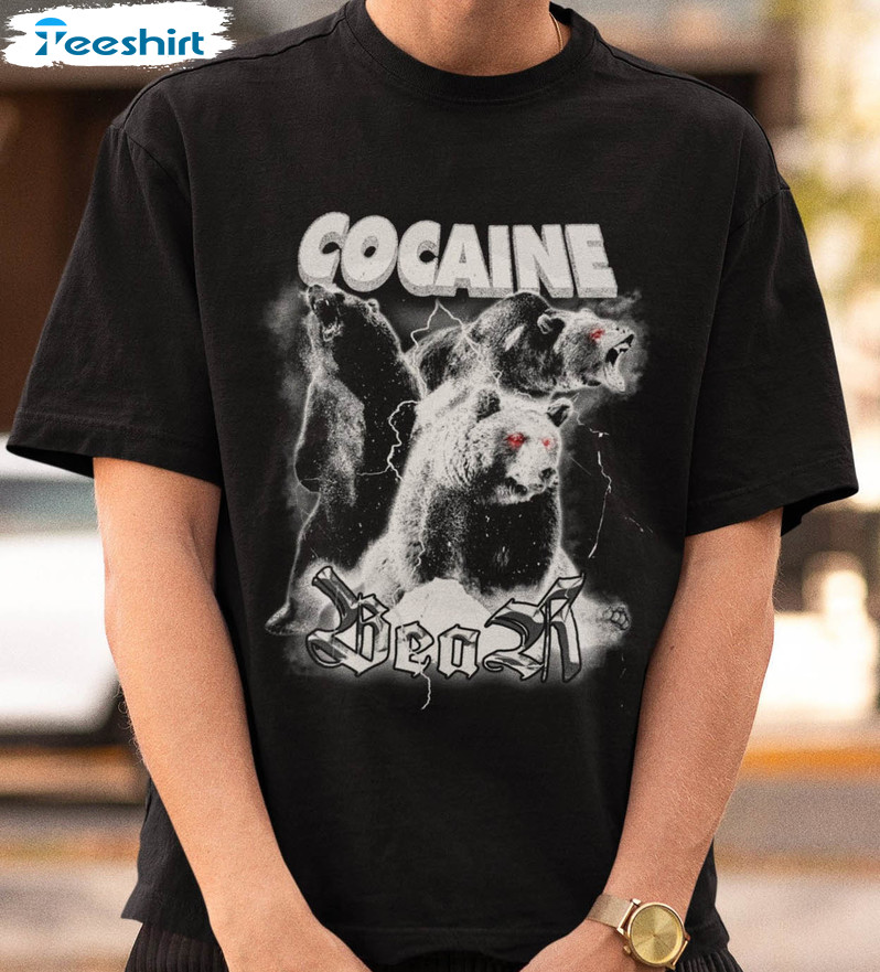 Cocaine Bear Retro Shirt, Trendy Crewneck Unisex T-shirt