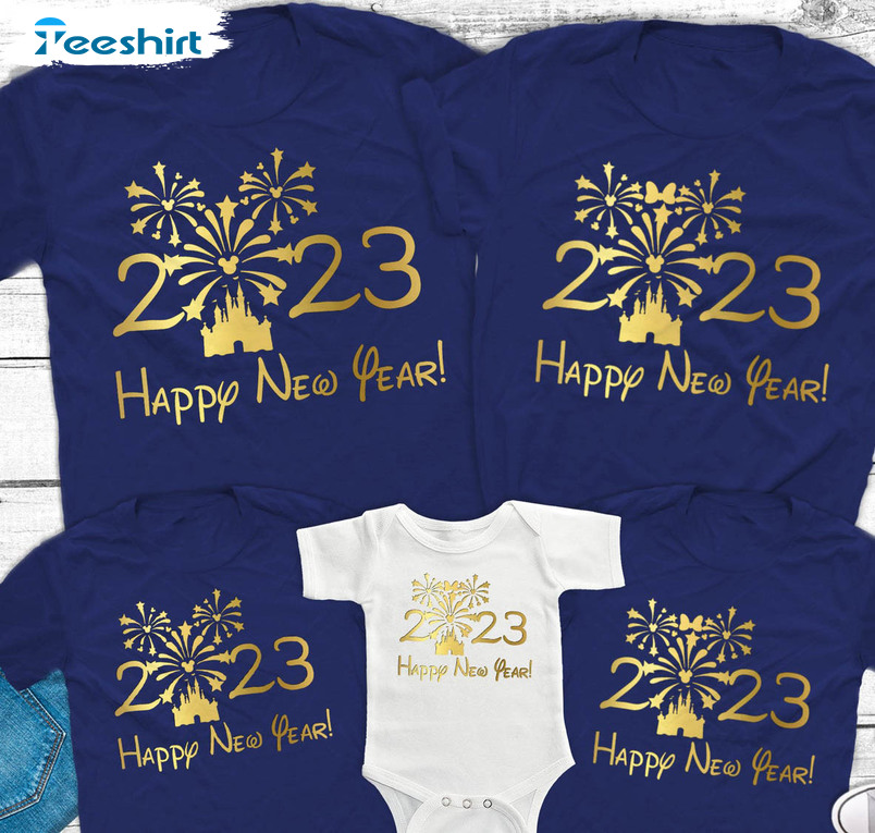 Disney Happy New Year 2023 Shirt, Matching Family Tee Tops Short Sleeve