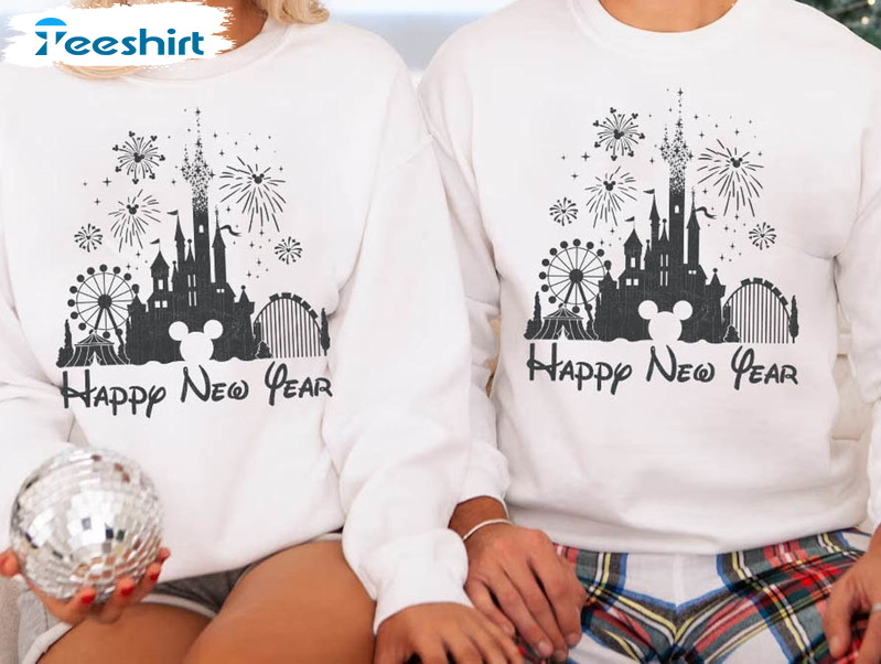 Happy New Year Shirt, Disney Matching Long Sleeve Unisex Hoodie