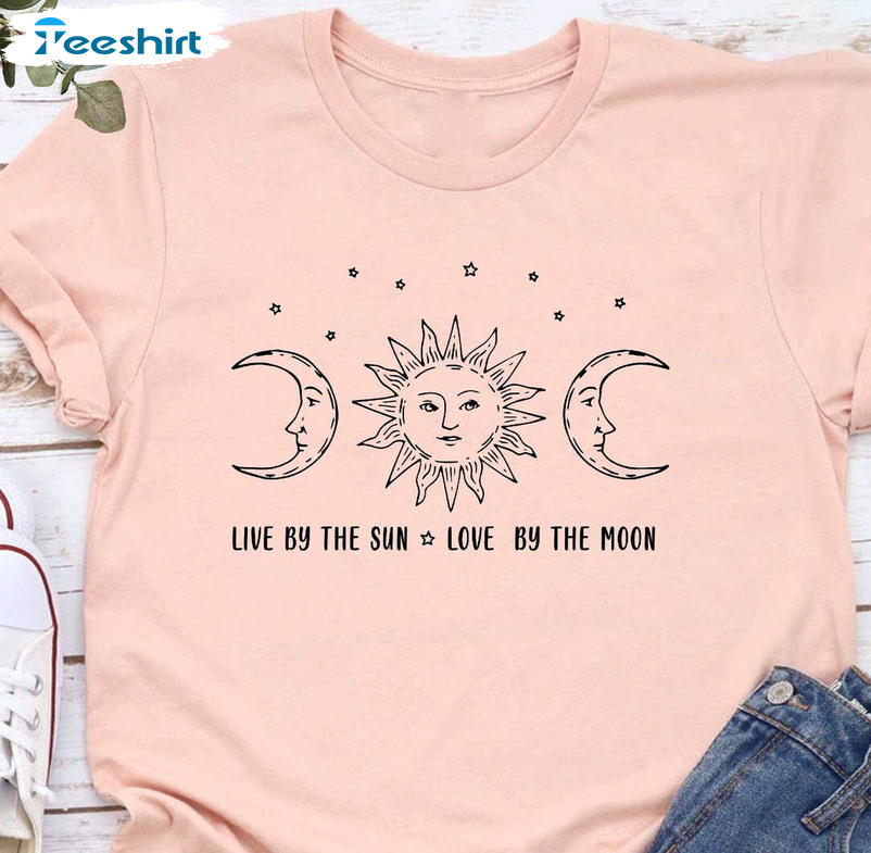 Live By The Sun Love By The Moon Shirt, Celestial Unisex T-shirt Short Sleeve