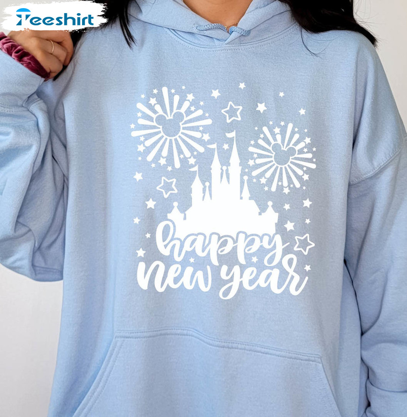 Disney Happy New Year Shirt, Mickey Fireworks Tee Tops Short Sleeve