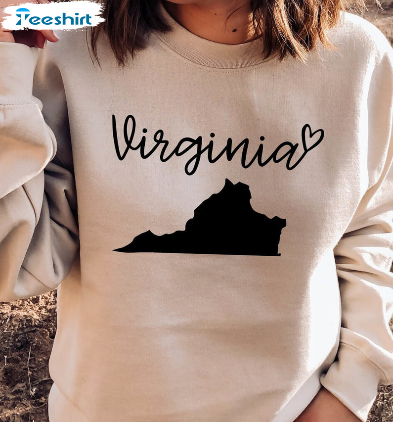 Virginia Map Sweatshirt, Virginia Lover Crewneck Unisex T-shirt