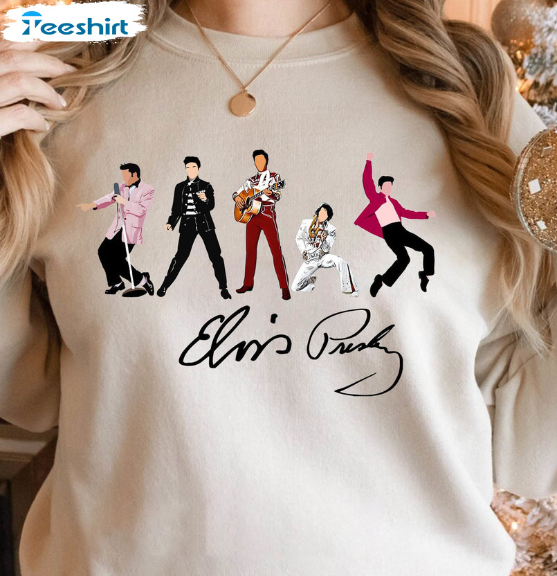 Elvis Presley Sweatshirt, The King Of Rock Tee Tops Short Sleeve
