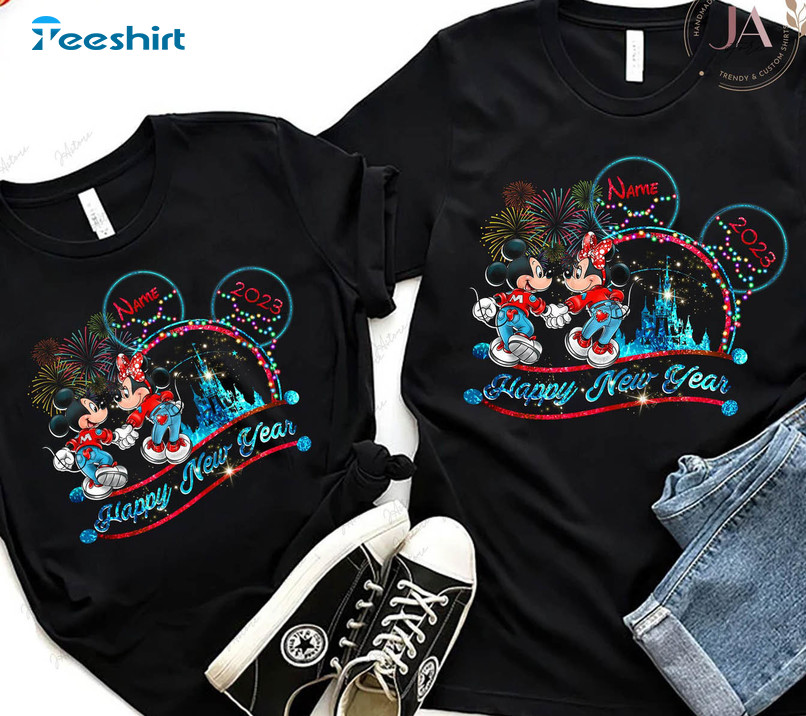 Disney Happy New Year Shirt, Mickey Minnie Unisex Hoodie Long Sleeve