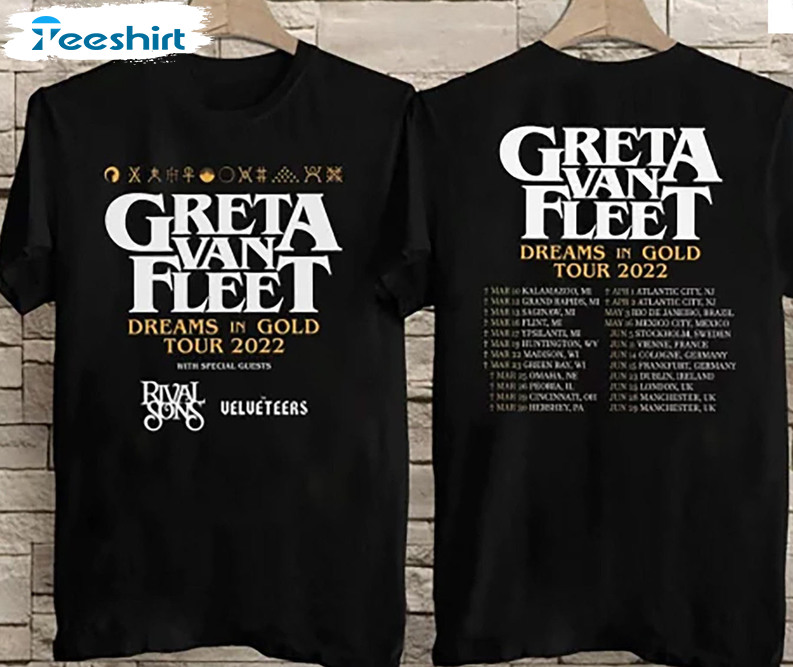 Greta Van Fleet Dream In Gold Tour Shirt, Trending Short Sleeve Unisex T-shirt