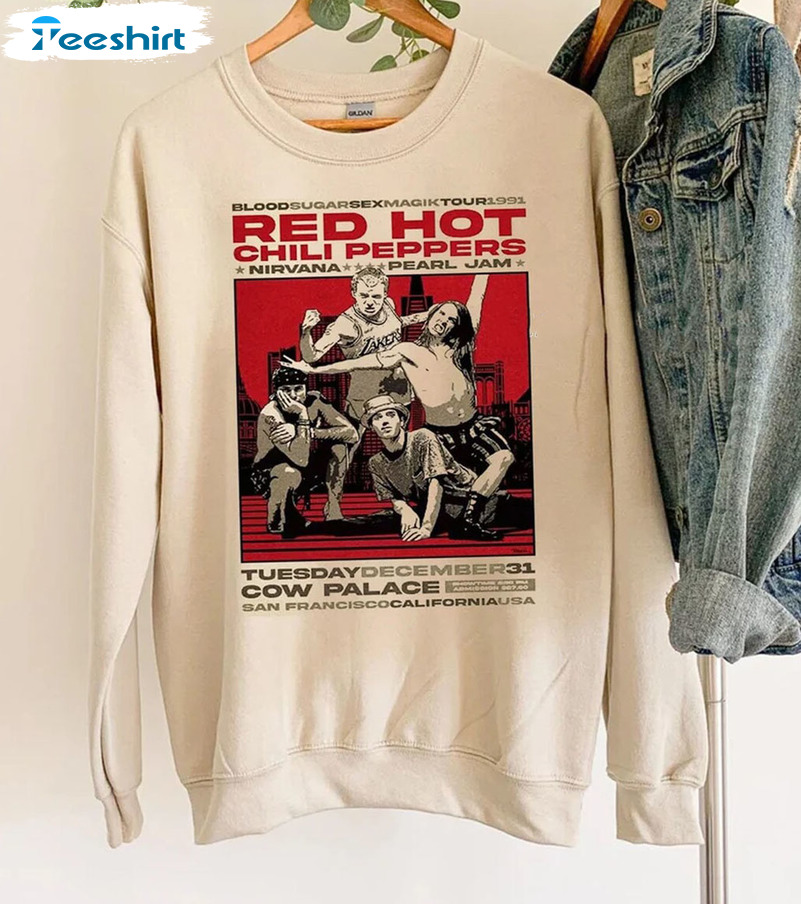 Red Hot Chili Peppers Shirt, Chili Peppers Tour 1991 Crewneck Unisex Hoodie