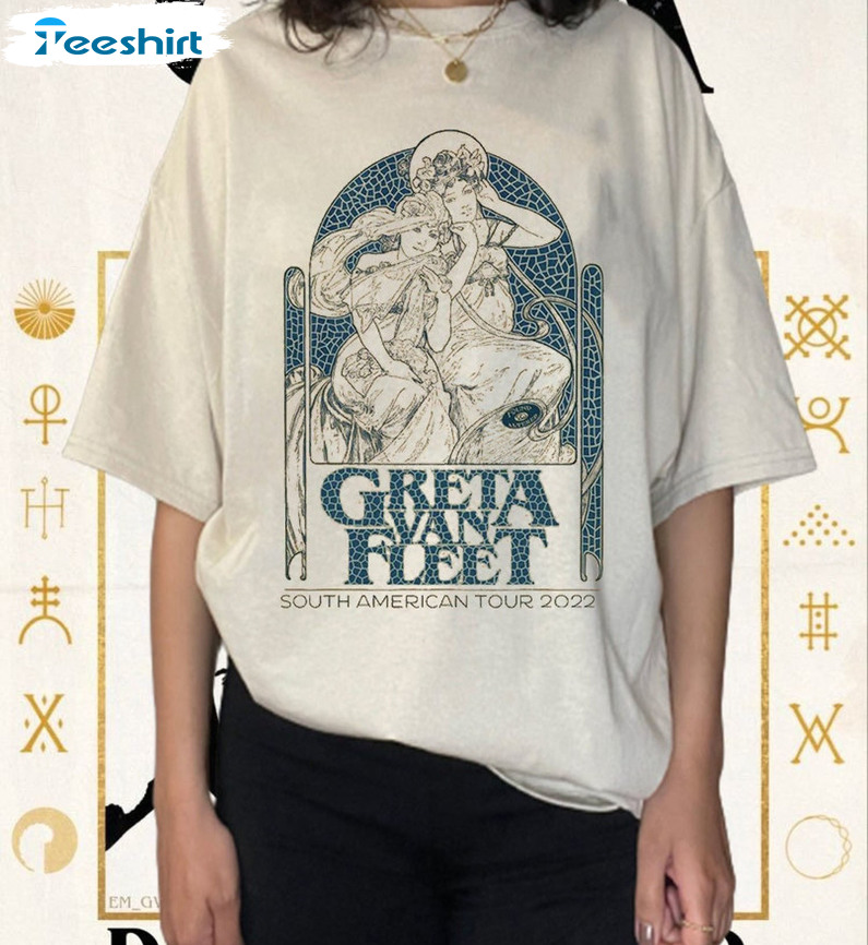 Greta Van Fleet Shirt, South American Tour 2022 Unisex Hoodie Short Sleeve