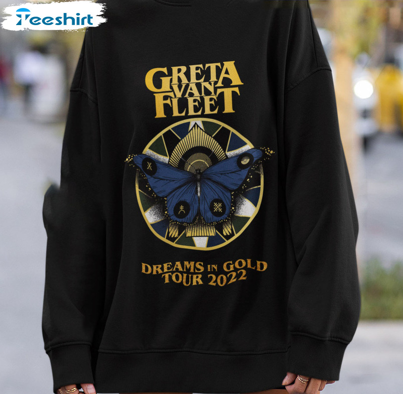 Greta Van Fleet Vintage Shirt, Dreams On Gold Tour 2022 Crewneck Unisex Hoodie