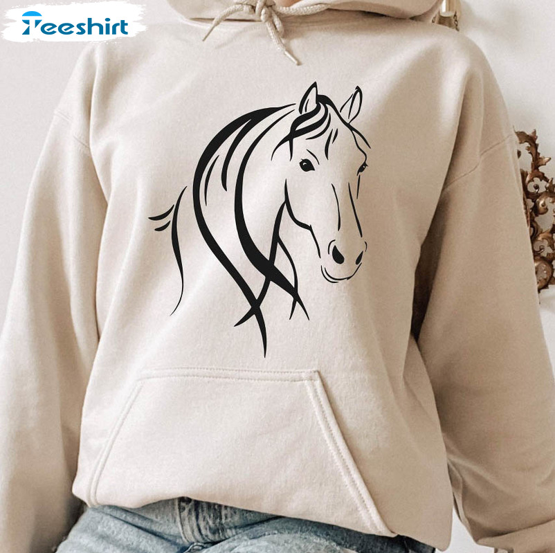 Horse Sweatshirt, Horse Lover Long Sleeve Unisex T-shirt Vintage Style