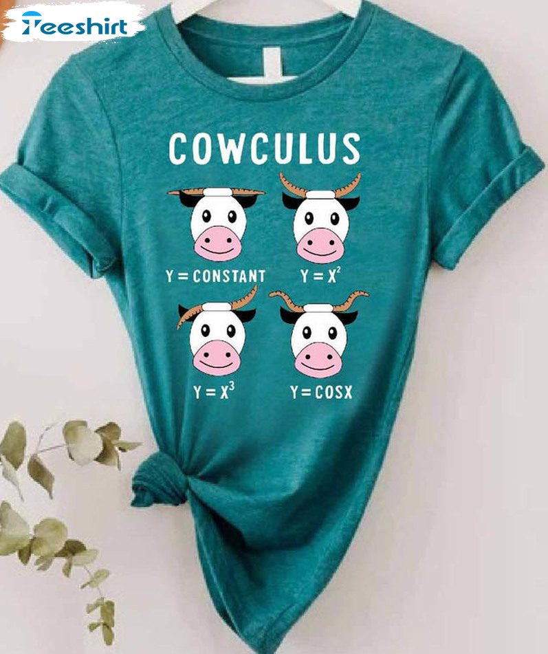 Cowculus Funny Math Shirt , Math Teacher Long Sleeve Crewneck