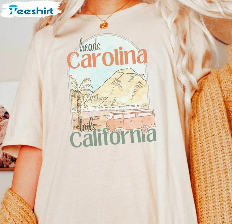 Heads Carolina Tails California Vintage Shirt, Country Western Concert Long Sleeve Sweater