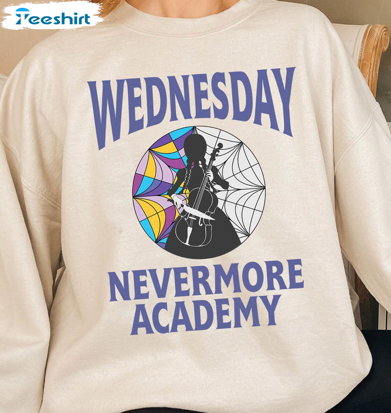 Wednesday Nevermore Academy Shirt, Horror Movies Unisex Hoodie Crewneck