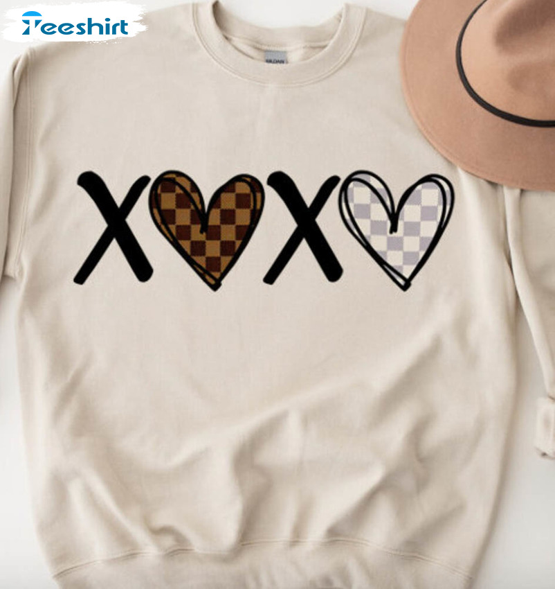 Xoxo Valentines Day Shirt, Vintage Unisex Hoodie Long Sleeve