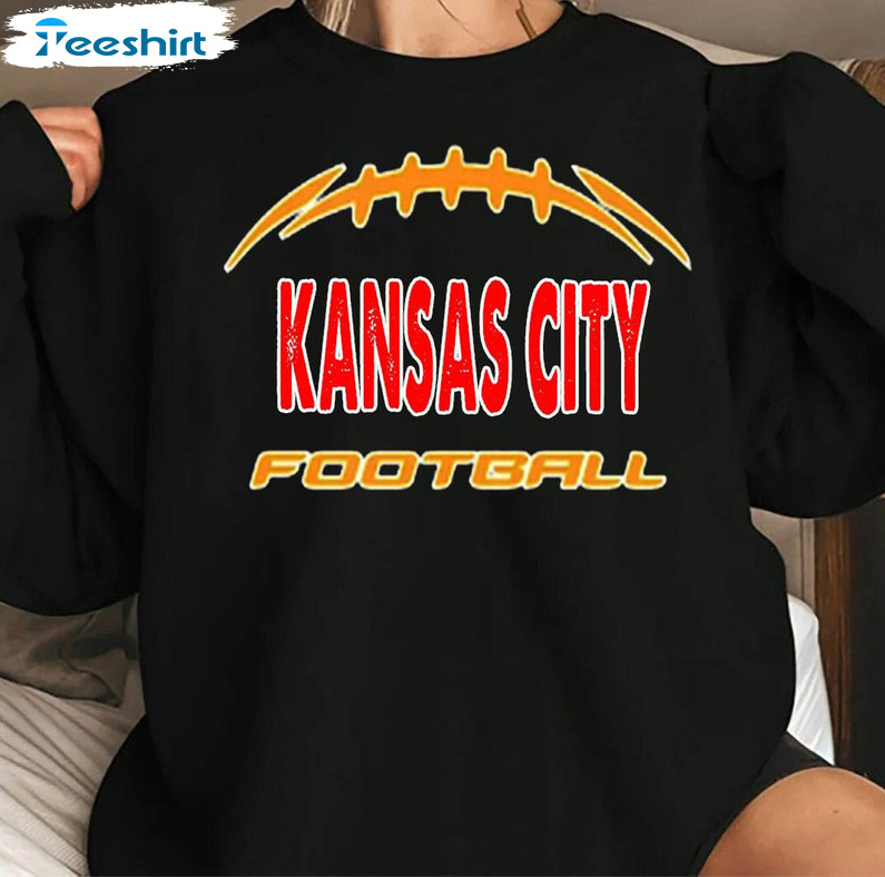 Kansas City Football Sweatshirt, Vintage Short Sleeve Tee Tops